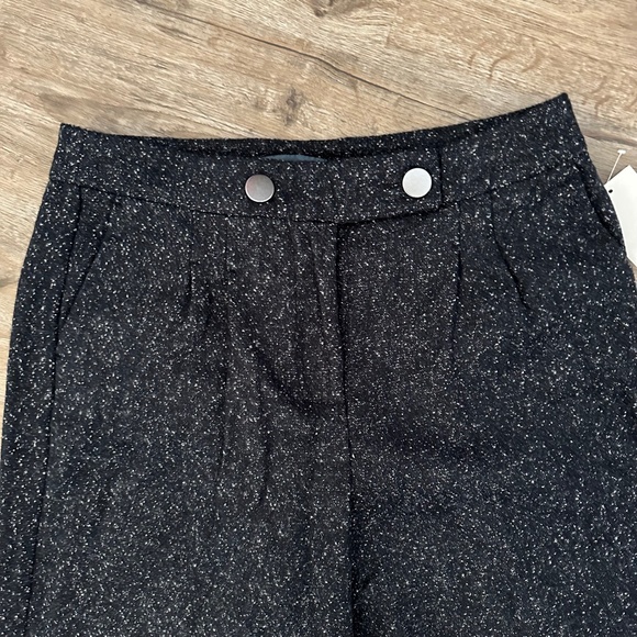 NWT ModCloth Navy Tweed Wide Leg High Rise Pleated Trouser Pants - Picture 3 of 5